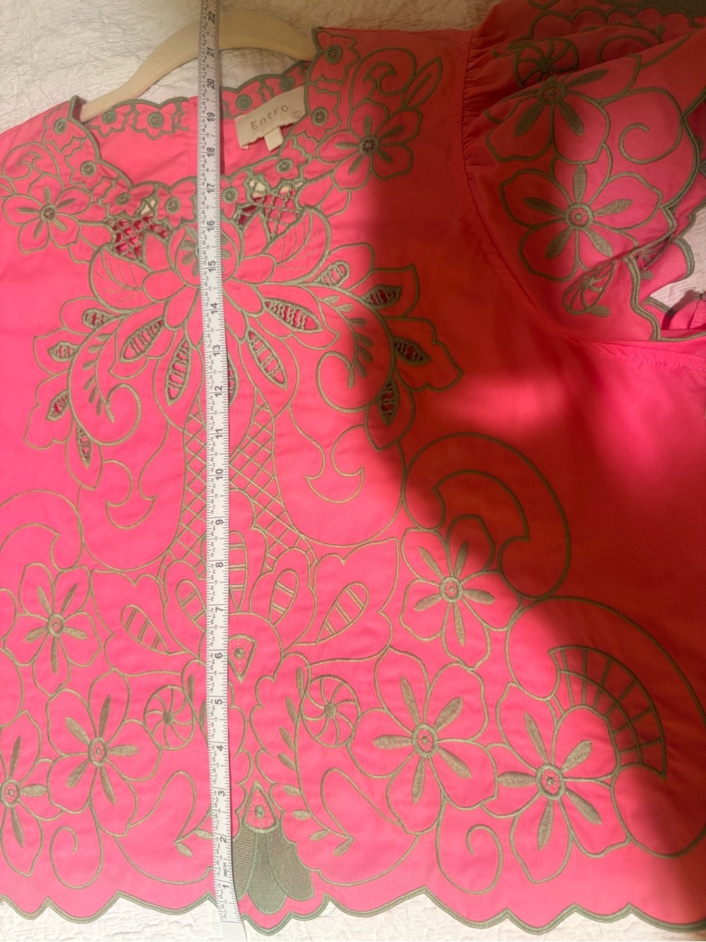 Entro NWOT Embroidered pink and green top - Picture 7 of 9